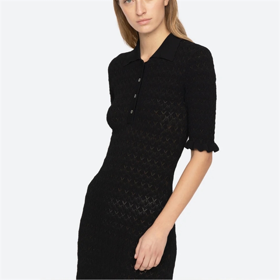 Sea New York Rue Knit S/SLV Midi Kjole, Sort